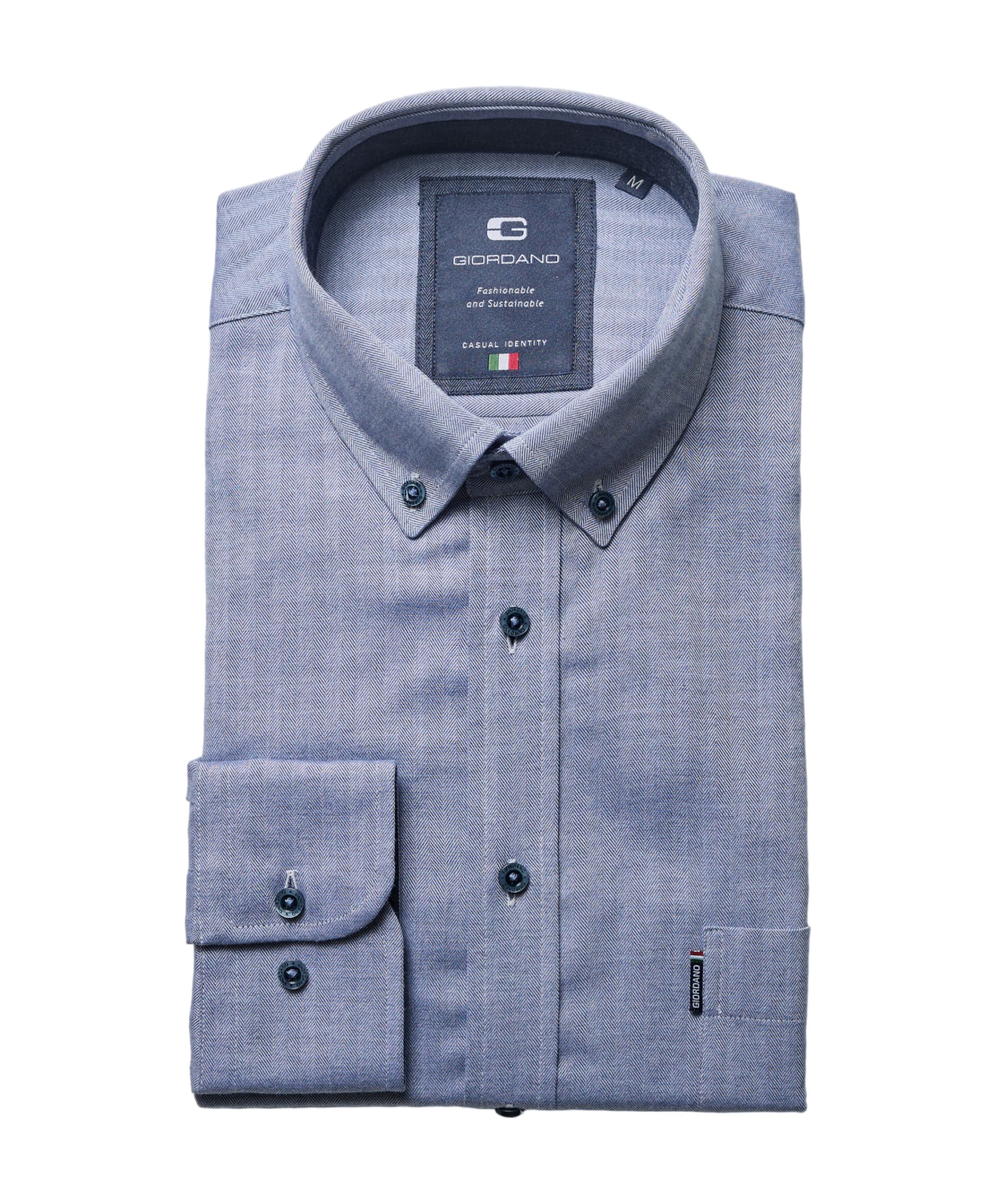Heren overhemd lange mouw blauw