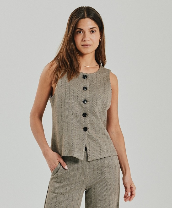 Dames gilet beige