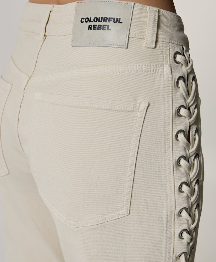 Jones Braided Straight Leg dames jeans beige