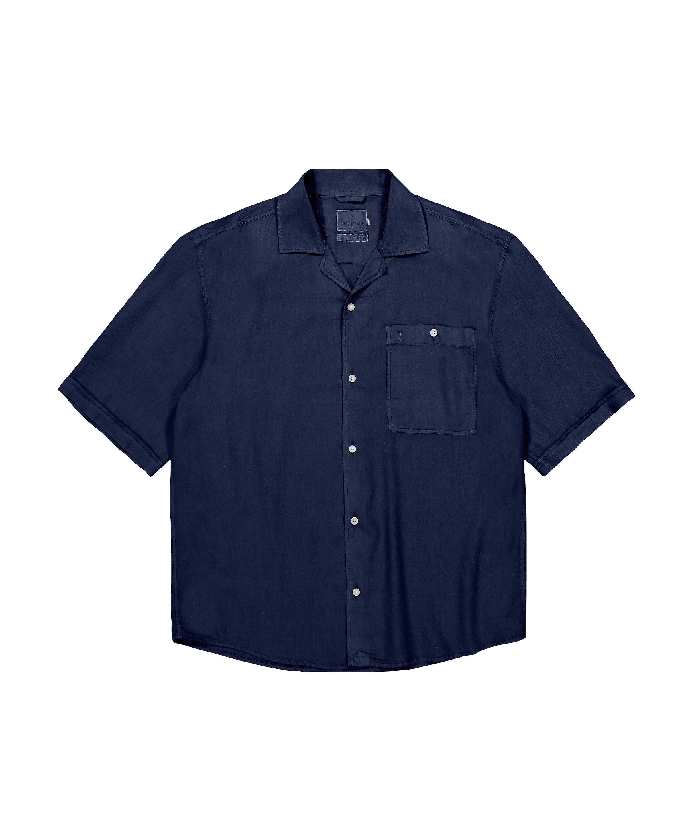 Heren overhemd korte mouw blauw