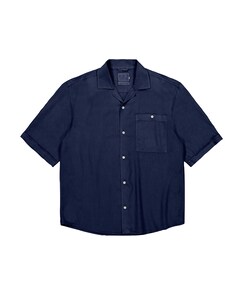 Heren overhemd korte mouw blauw