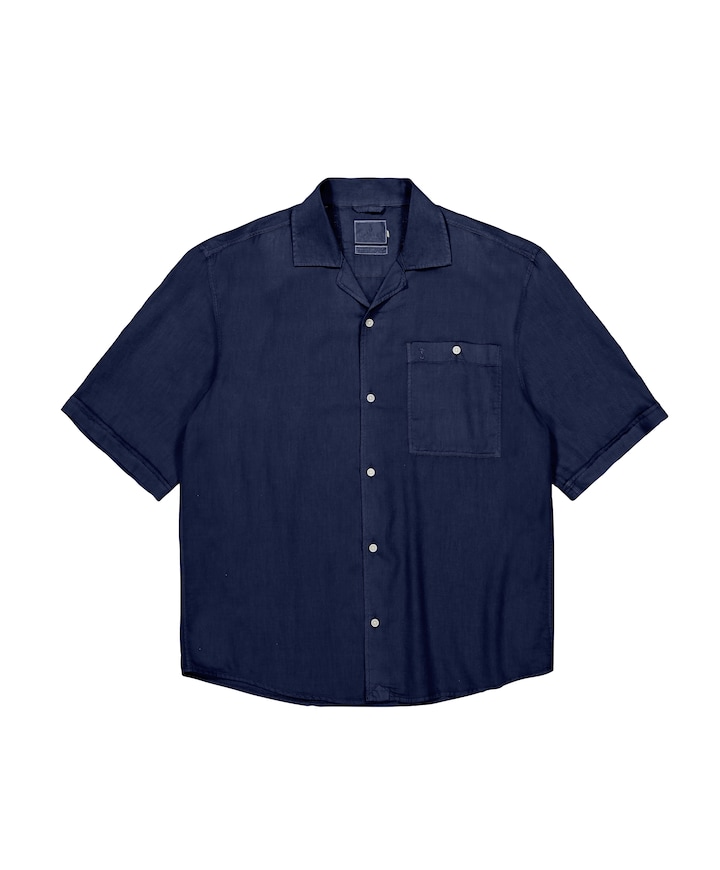 Heren overhemd korte mouw blauw