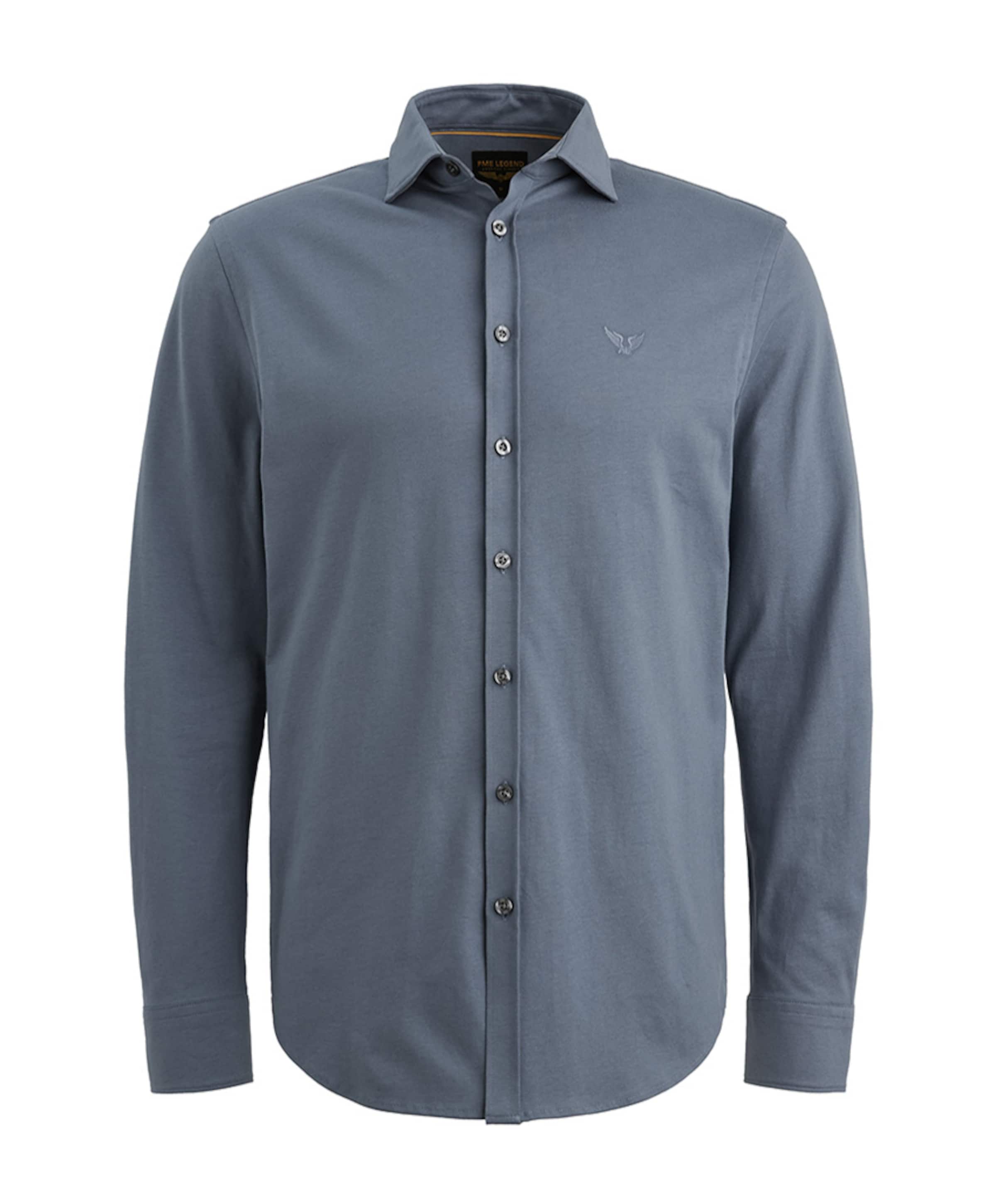 Heren overhemd lange mouw blauw