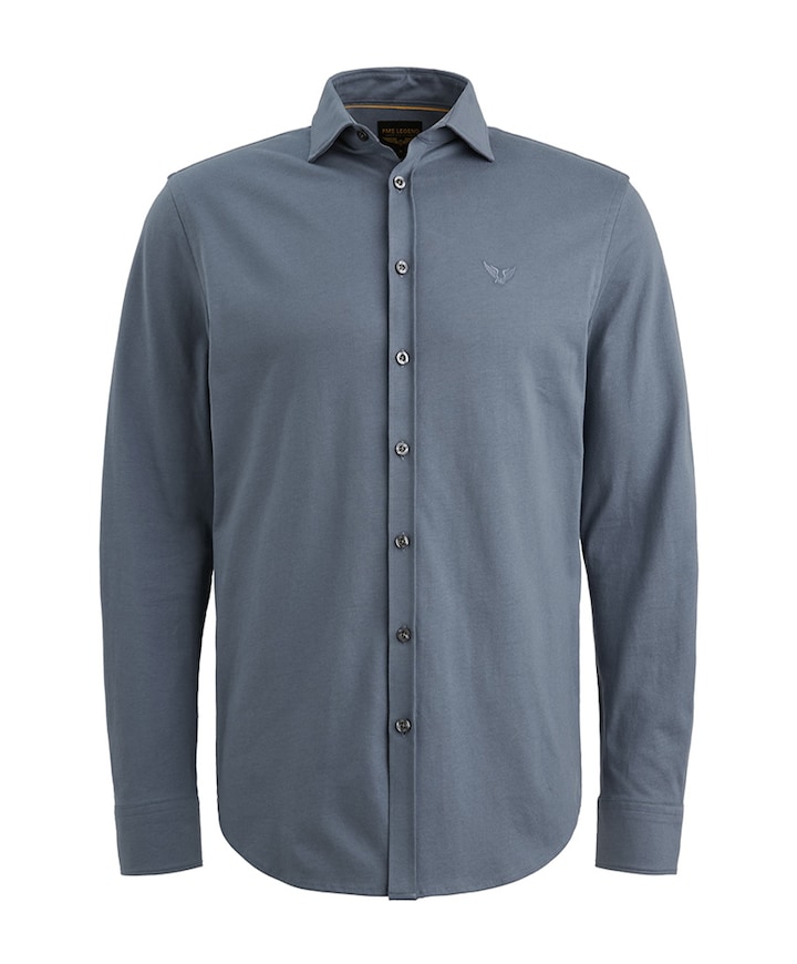 Heren overhemd lange mouw blauw