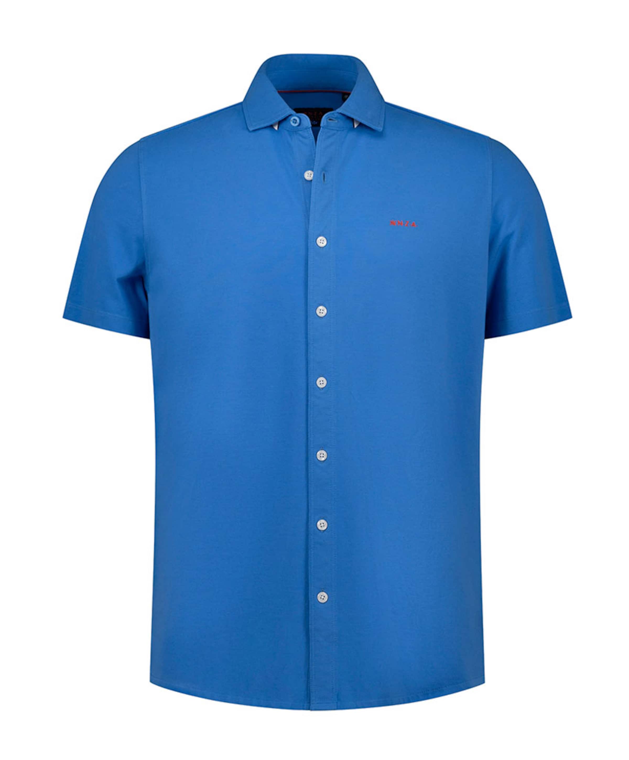 Heren overhemd korte mouw blauw