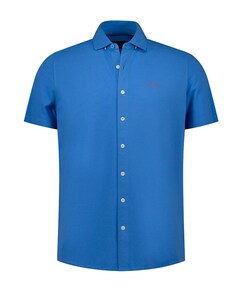 Heren overhemd korte mouw blauw