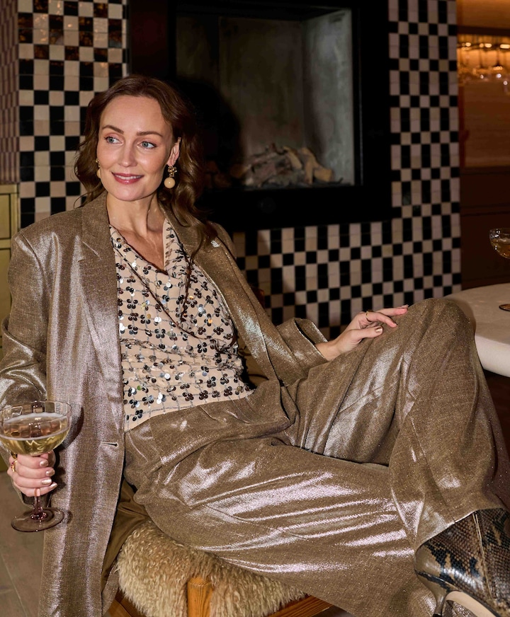 Pessey Shimmery dames broek goud