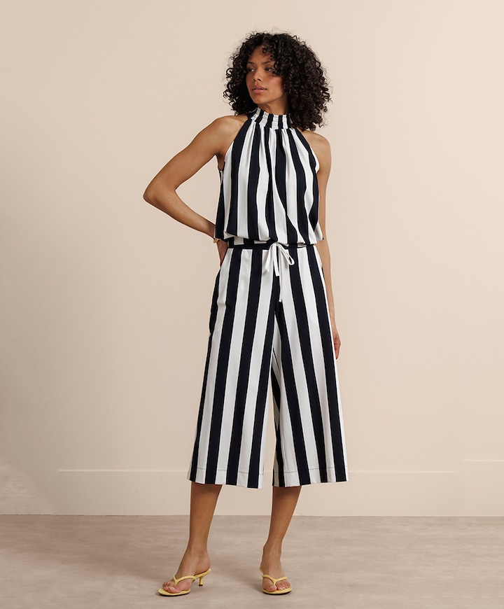 Grace stripe culotte dames broek zwart