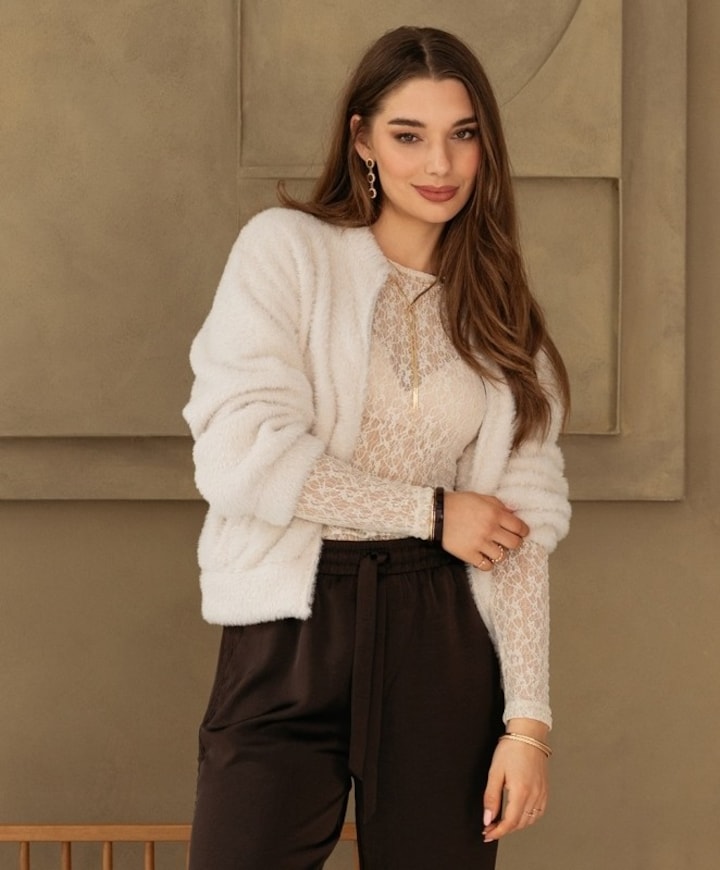 Dames top ecru