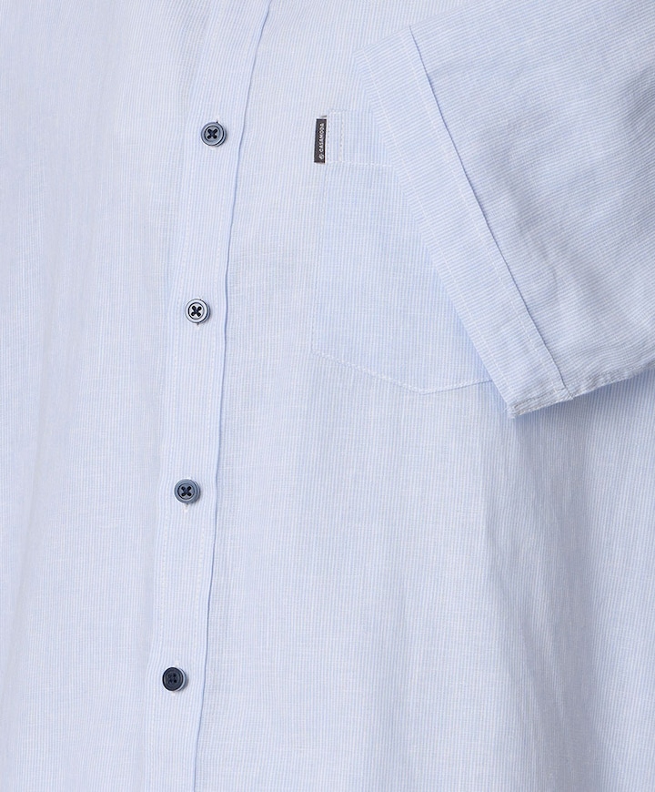 Heren overhemd korte mouw blauw