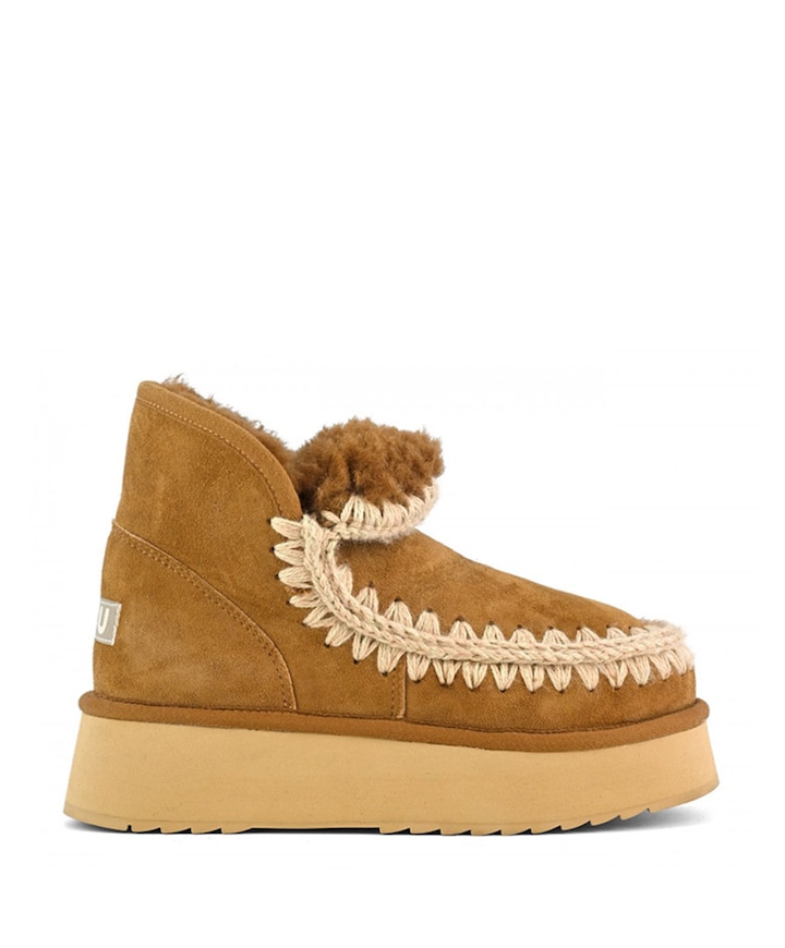 Mini Eskimo Platform Boot dames enkellaarzen bruin