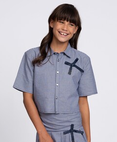 Blouse korte mouw blauw