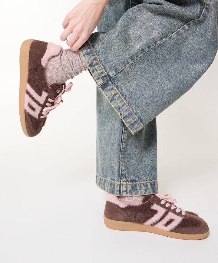 MOHAIR dames sneakers bruin