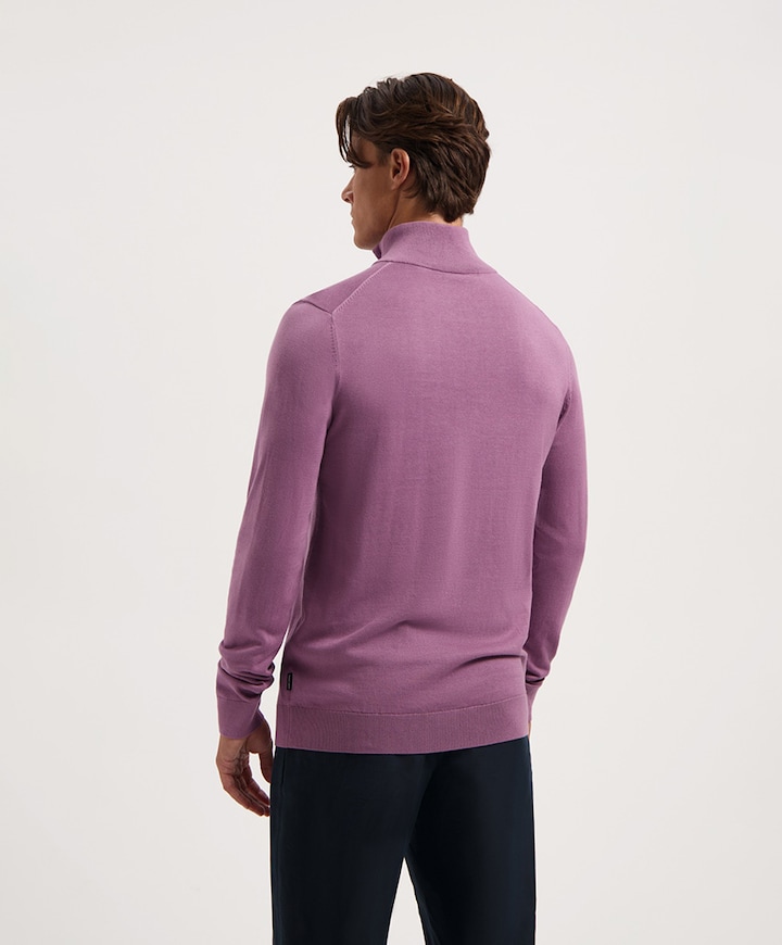 Heren trui met rits paars