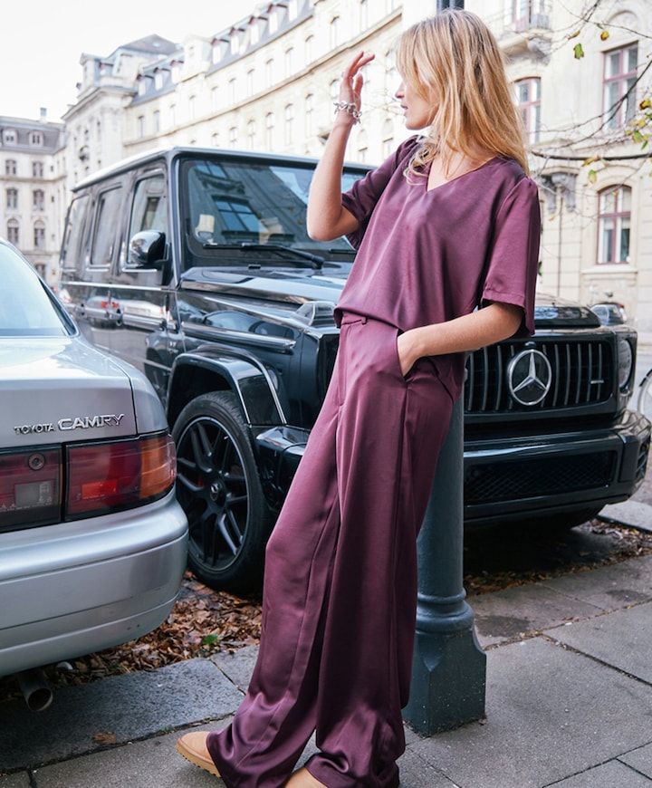 Emmett Heavy Sateen Pants dames broek bordeaux