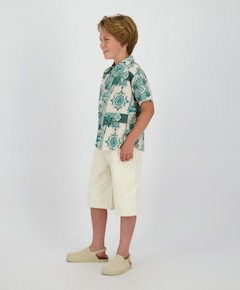 Jongens overhemd korte mouw beige