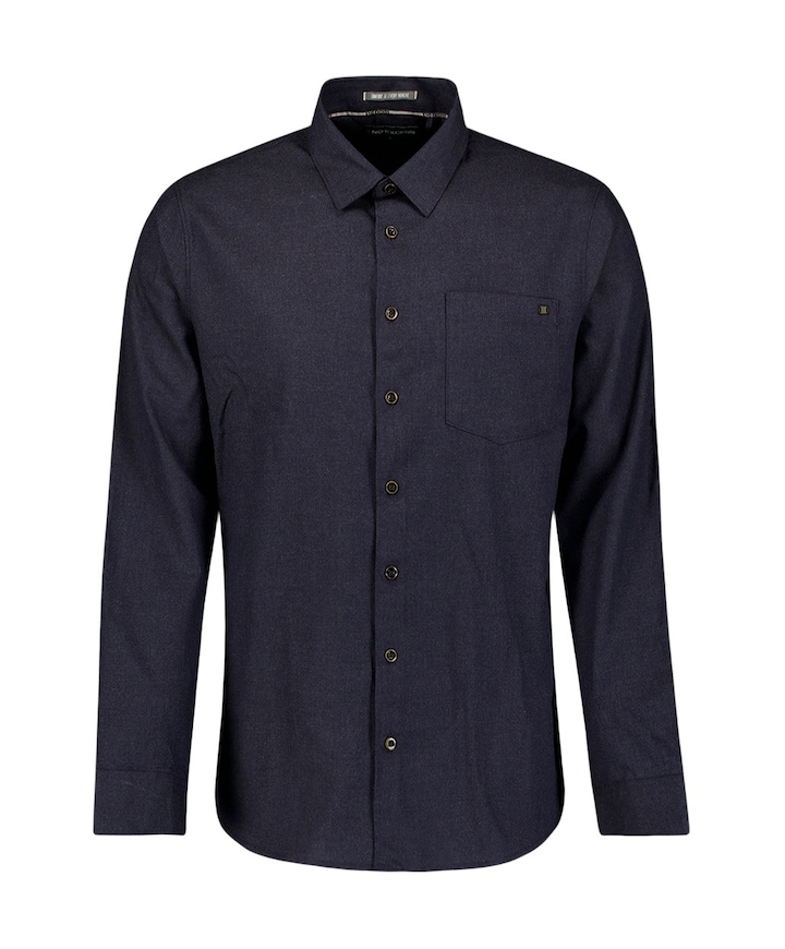 Heren overhemd lange mouw blauw