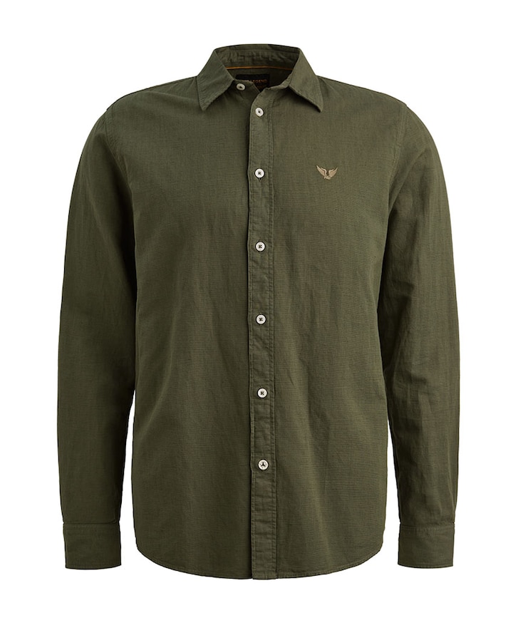 Heren overhemd lange mouw groen