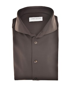 Heren overhemd lange mouw bruin