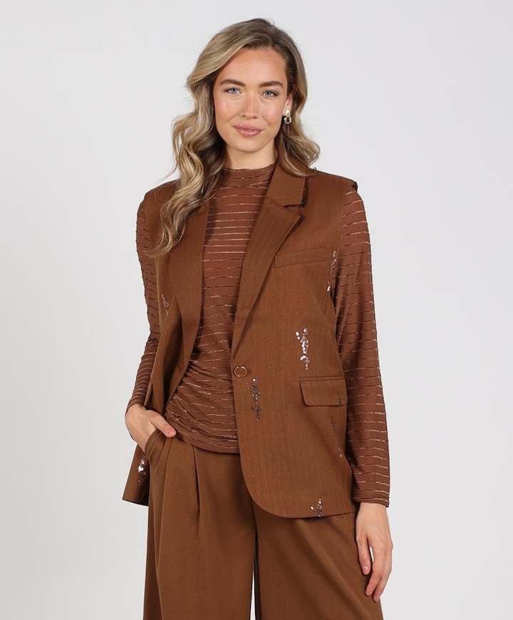 Dames gilet bruin