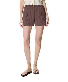 ONLEVALOU METTE EMBROIDERY W dames korte broek bruin