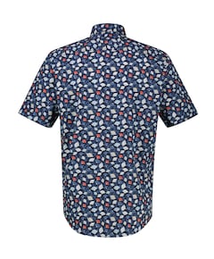 Heren overhemd korte mouw blauw