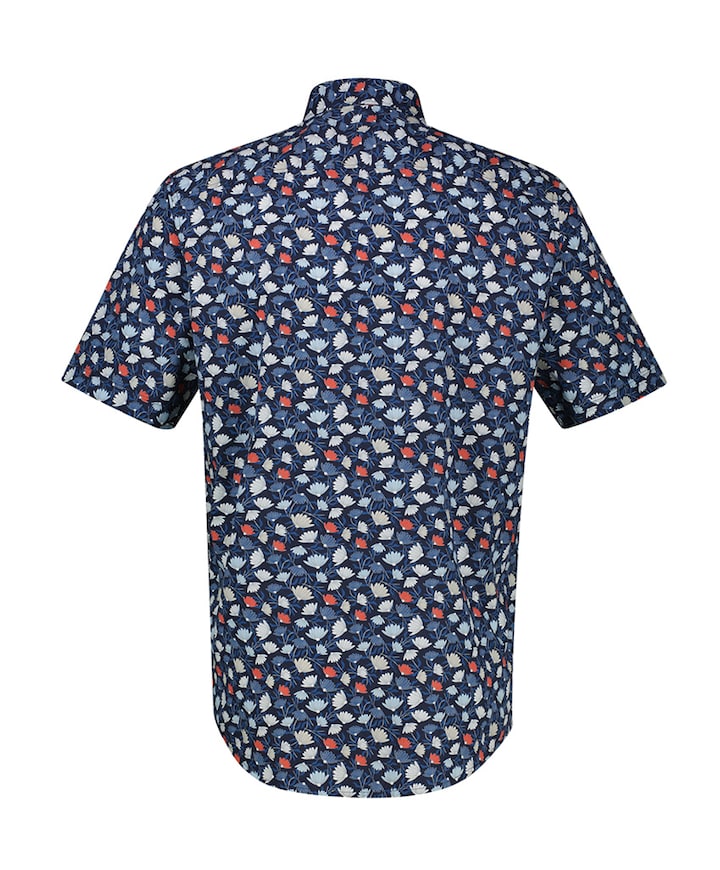 Heren overhemd korte mouw blauw