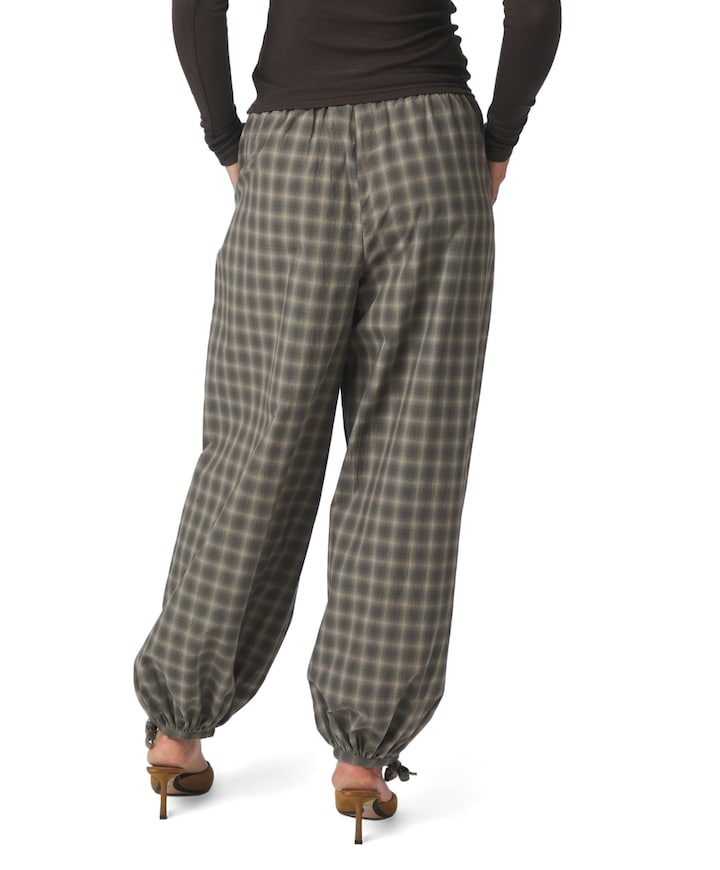 Roxane Balloon Checked dames broek groen