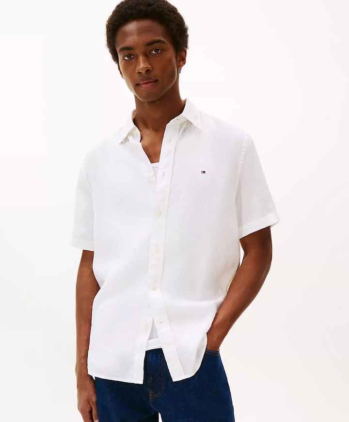 Heren overhemd korte mouw wit