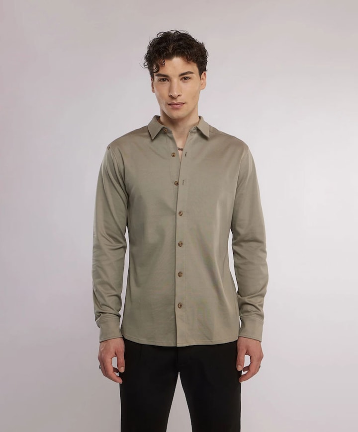 Heren overhemd lange mouw groen