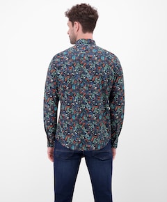 Heren overhemd lange mouw blauw