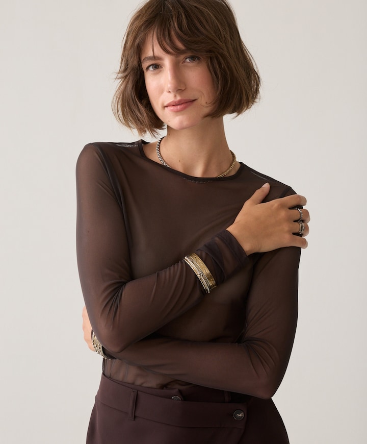 Dames longsleeve bruin