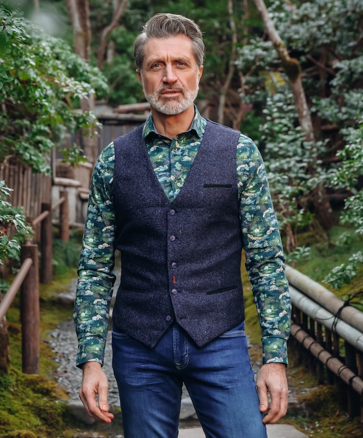 Heren gilet blauw