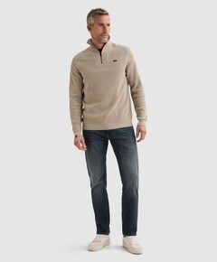 Heren trui met rits beige