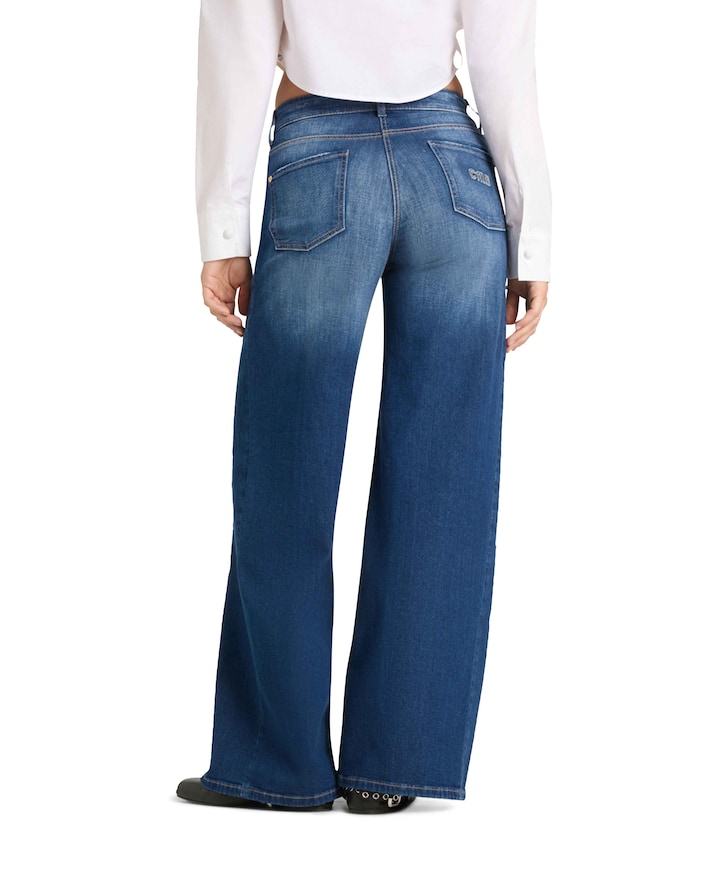 Palazzo patch dames jeans blauw