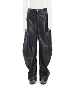 Barrel Leg Leather Pants dames broek zwart