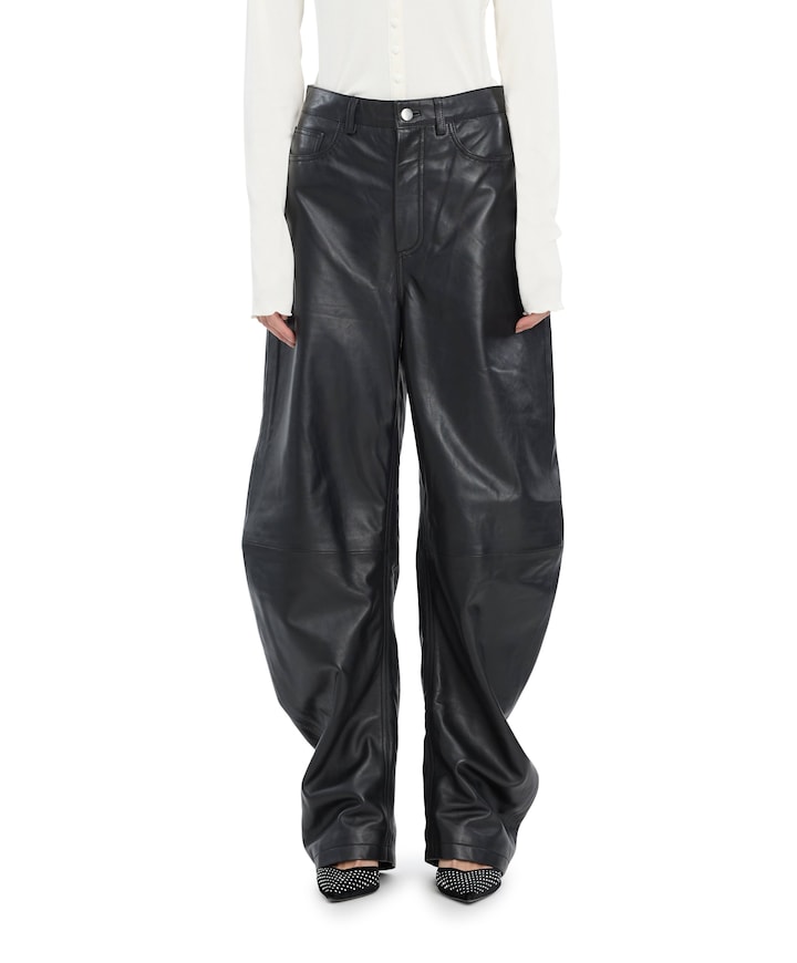 Barrel Leg Leather Pants dames broek zwart