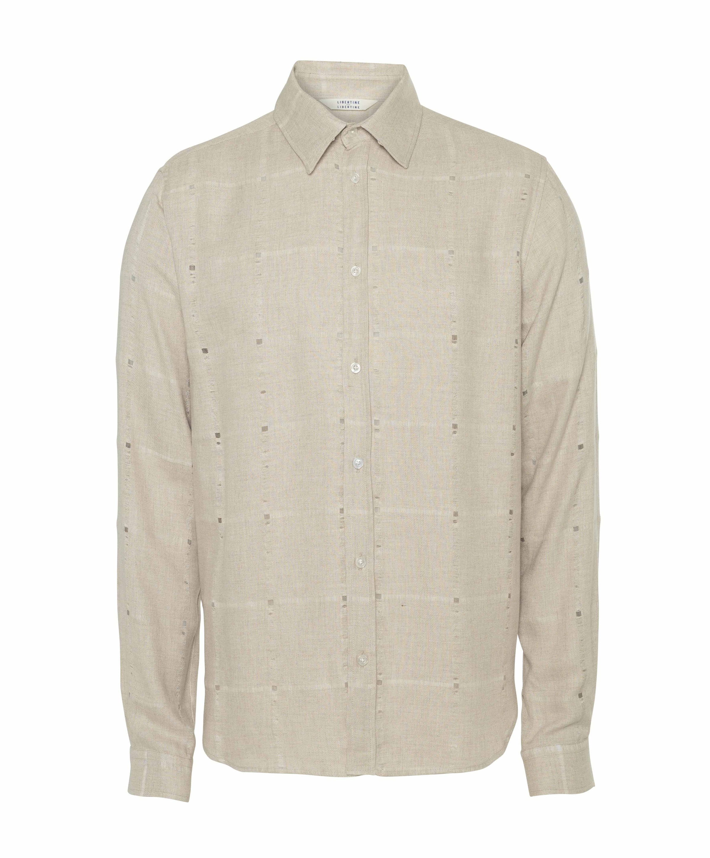 Heren overhemd lange mouw beige