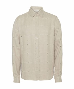 Heren overhemd lange mouw beige