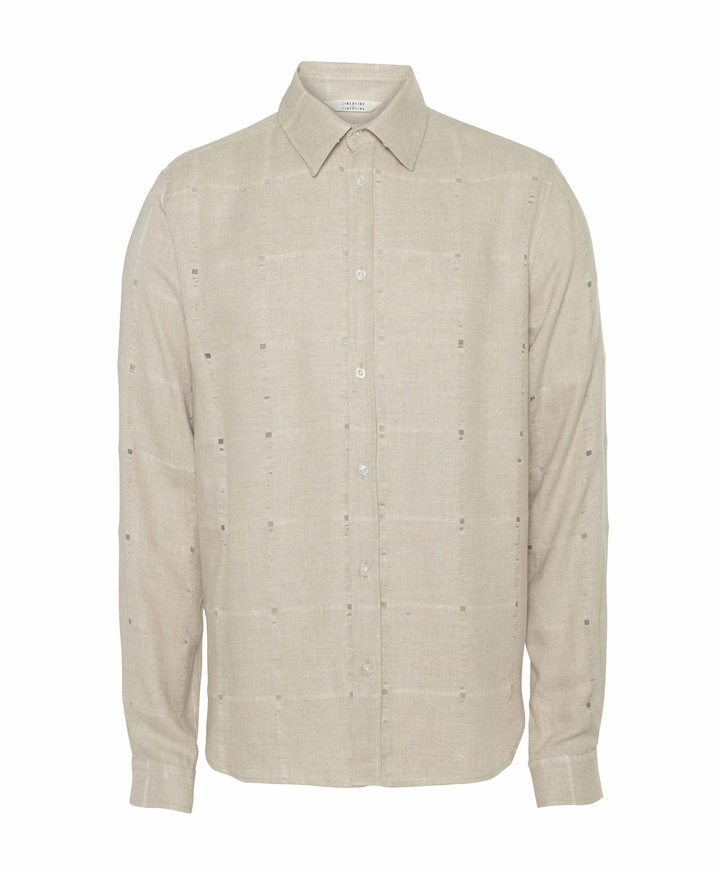 Heren overhemd lange mouw beige