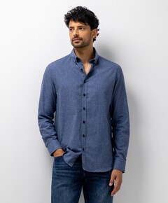 Heren overhemd lange mouw blauw