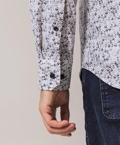 Heren overhemd lange mouw blauw