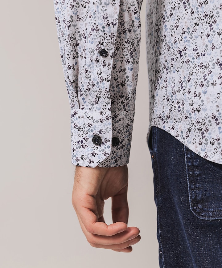 Heren overhemd lange mouw blauw