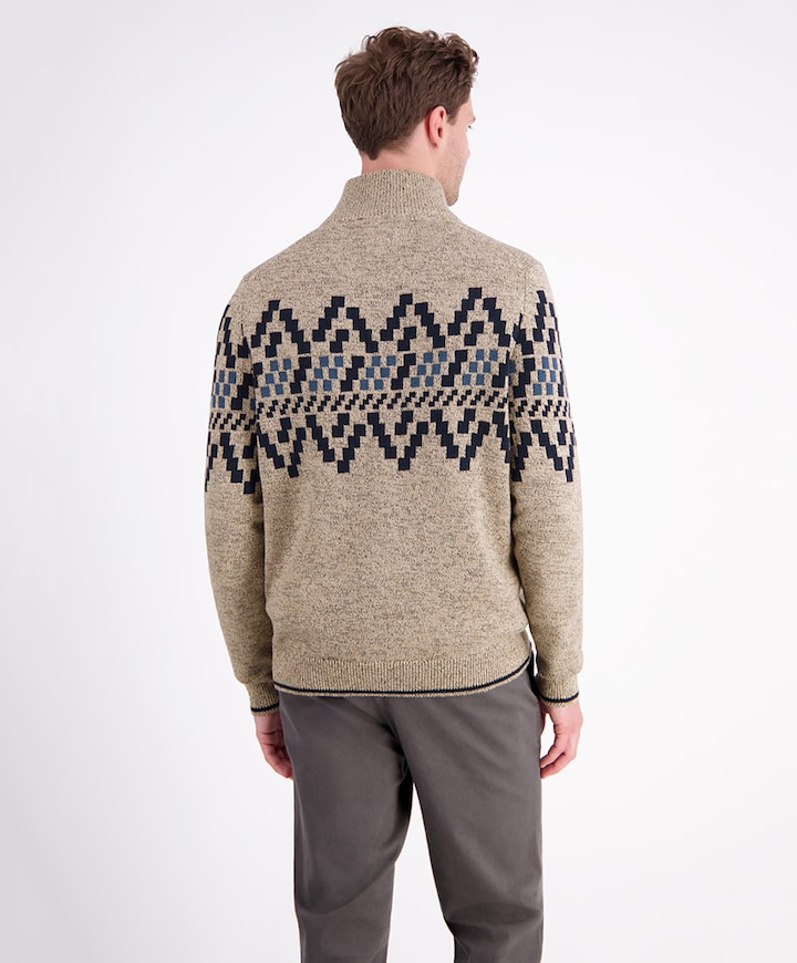 Heren trui met rits beige