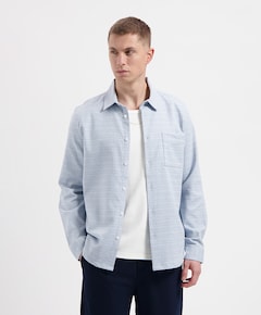 Heren overhemd lange mouw blauw