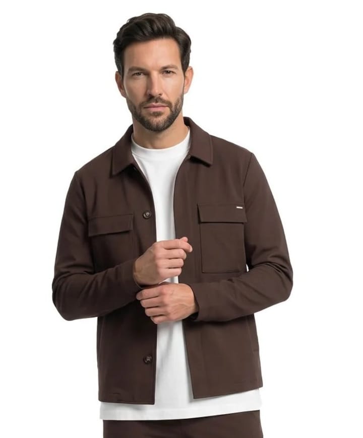 Heren overshirt bruin
