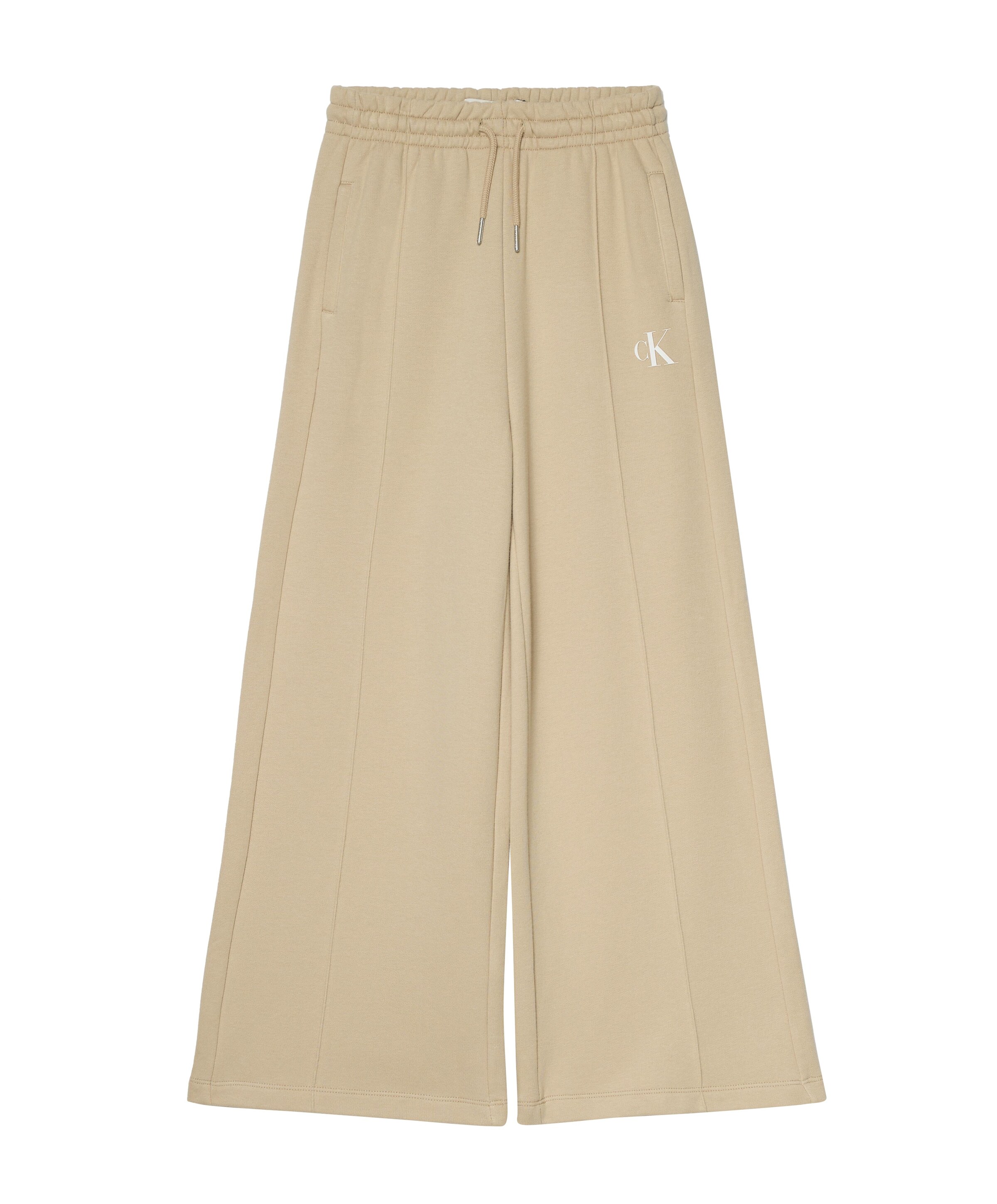 CK LOGO WIDE LEG SWEAT broek beige