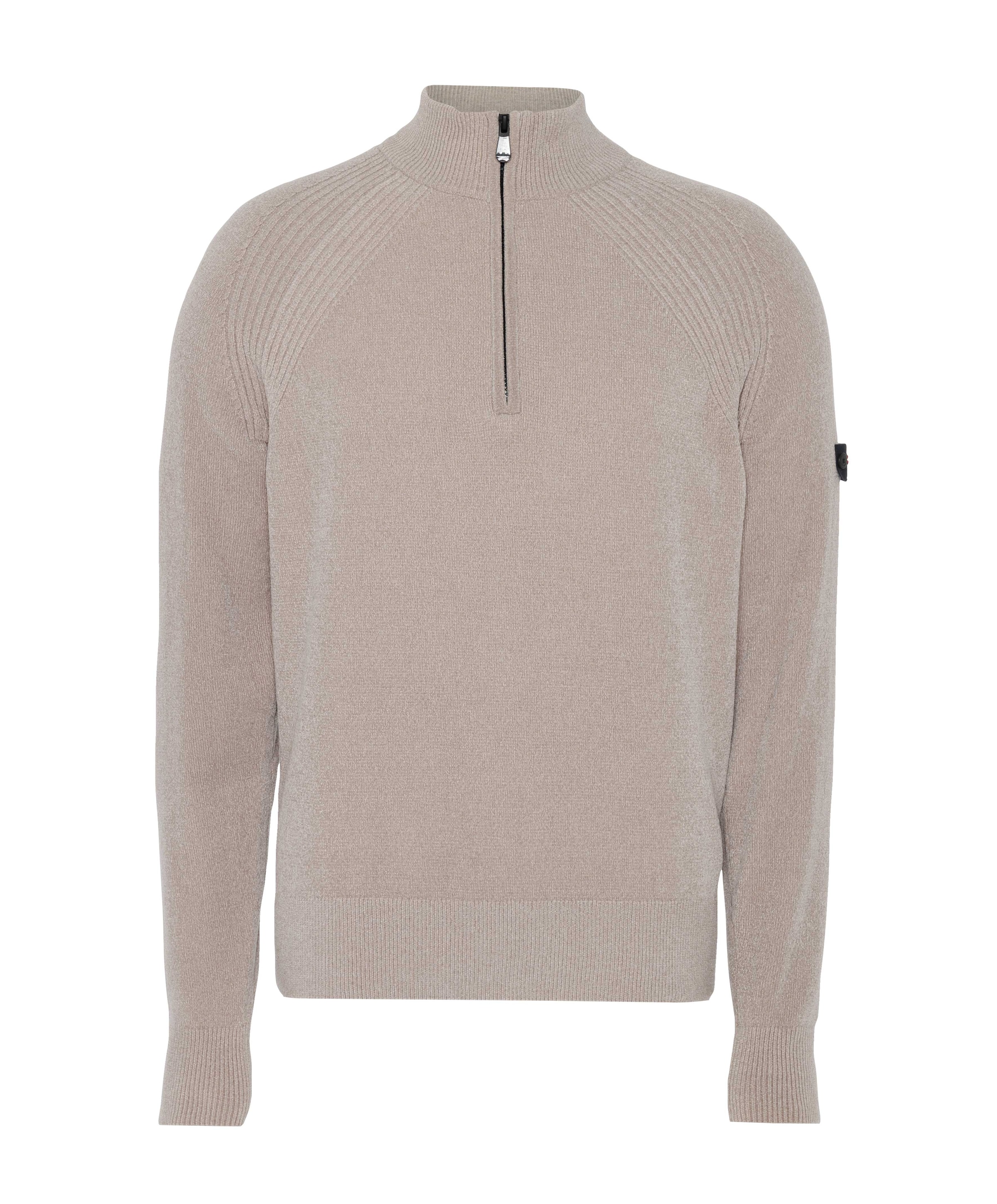 Heren trui met rits beige