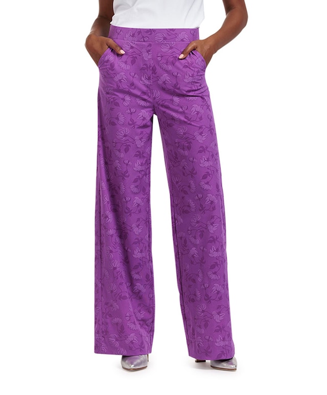 Lexie jacquard bonded trousers broek paars