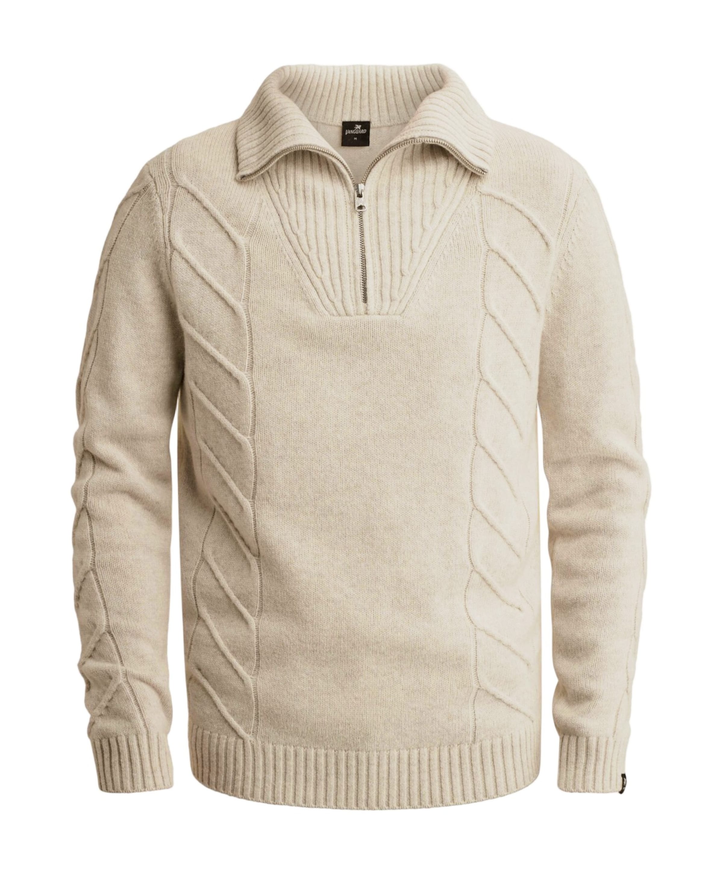 Heren trui met rits beige
